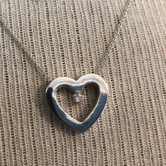 Sterling Silver Heart & CZ necklace 18 1/4” - Picture 14 of 15